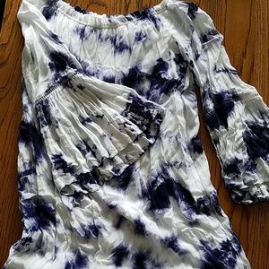 Knox rose small lined tie dyed blue and white  dre